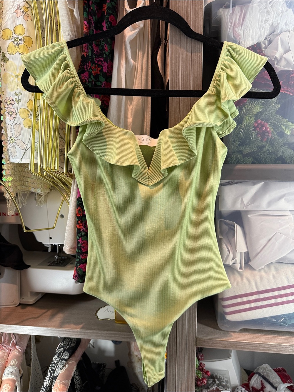 ASTR The Label lime green bodysuit size XS